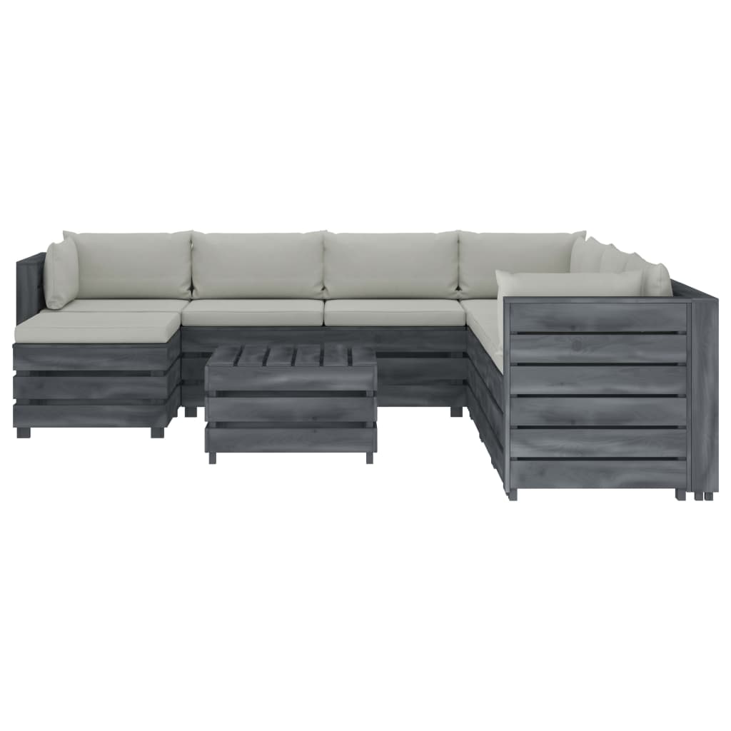 

vidaXL 9-delige Loungeset met beige kussens pallet hout