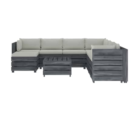 vidaXL Poilsio komplektas i&scaron; palečių su pagalvėmis, 9 dalių, mediena