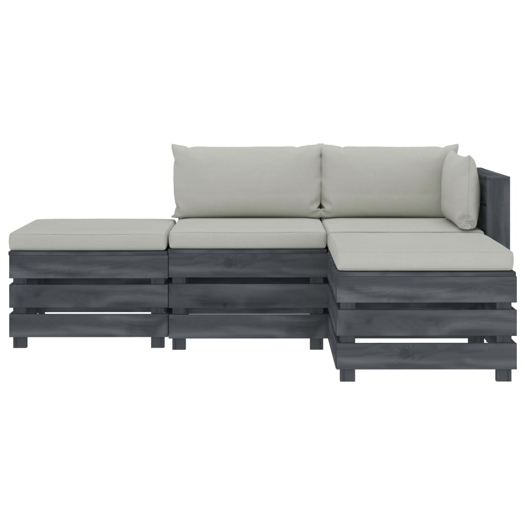 

vidaXL 4-delige Loungeset met beige kussens pallet hout