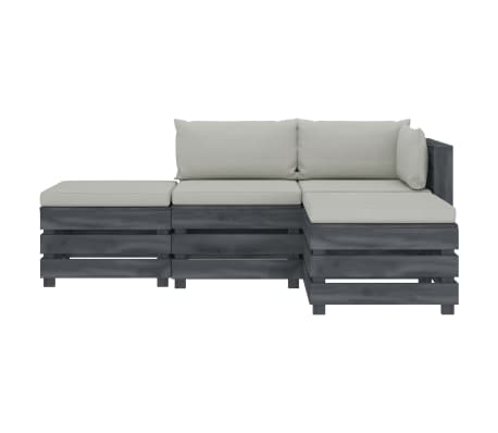 vidaXL Poilsio komplektas i&scaron; palečių su pagalvėmis, 4 dalių, mediena