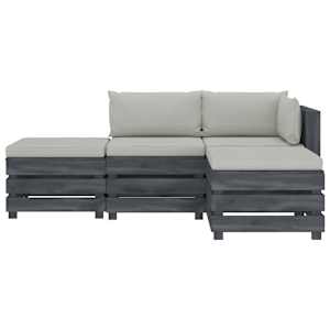 vidaXL Poilsio komplektas i&scaron; palečių su pagalvėmis, 4 dalių, mediena