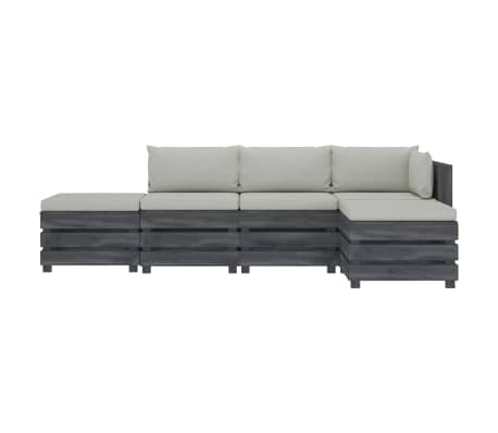 vidaXL Poilsio komplektas i&scaron; palečių su pagalvėmis, 5 dalių, mediena