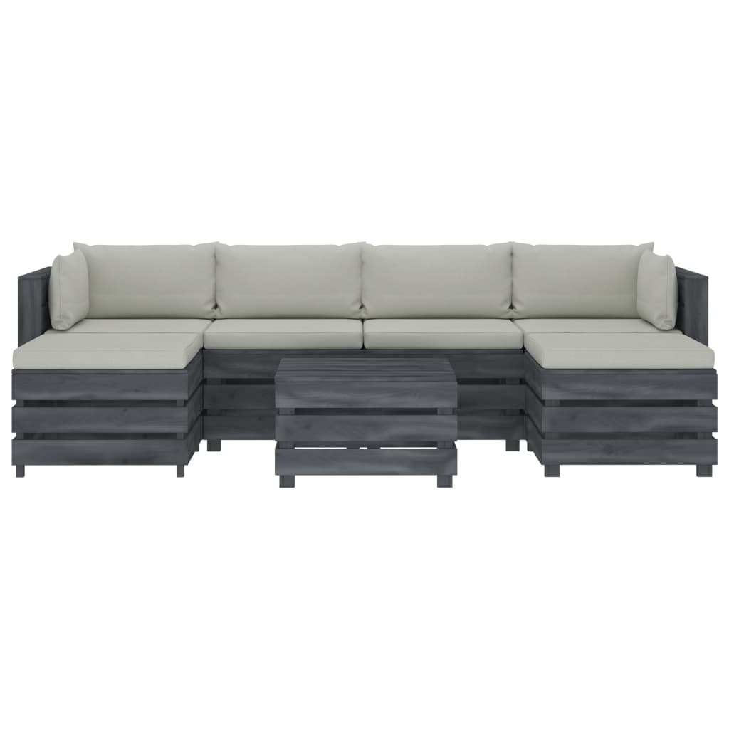 

vidaXL 7-delige Loungeset met beige kussens pallet hout
