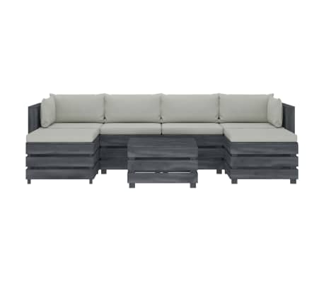 vidaXL Poilsio komplektas i&scaron; palečių su pagalvėmis, 7 dalių, mediena