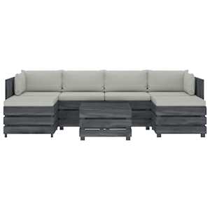 vidaXL Poilsio komplektas i&scaron; palečių su pagalvėmis, 7 dalių, mediena