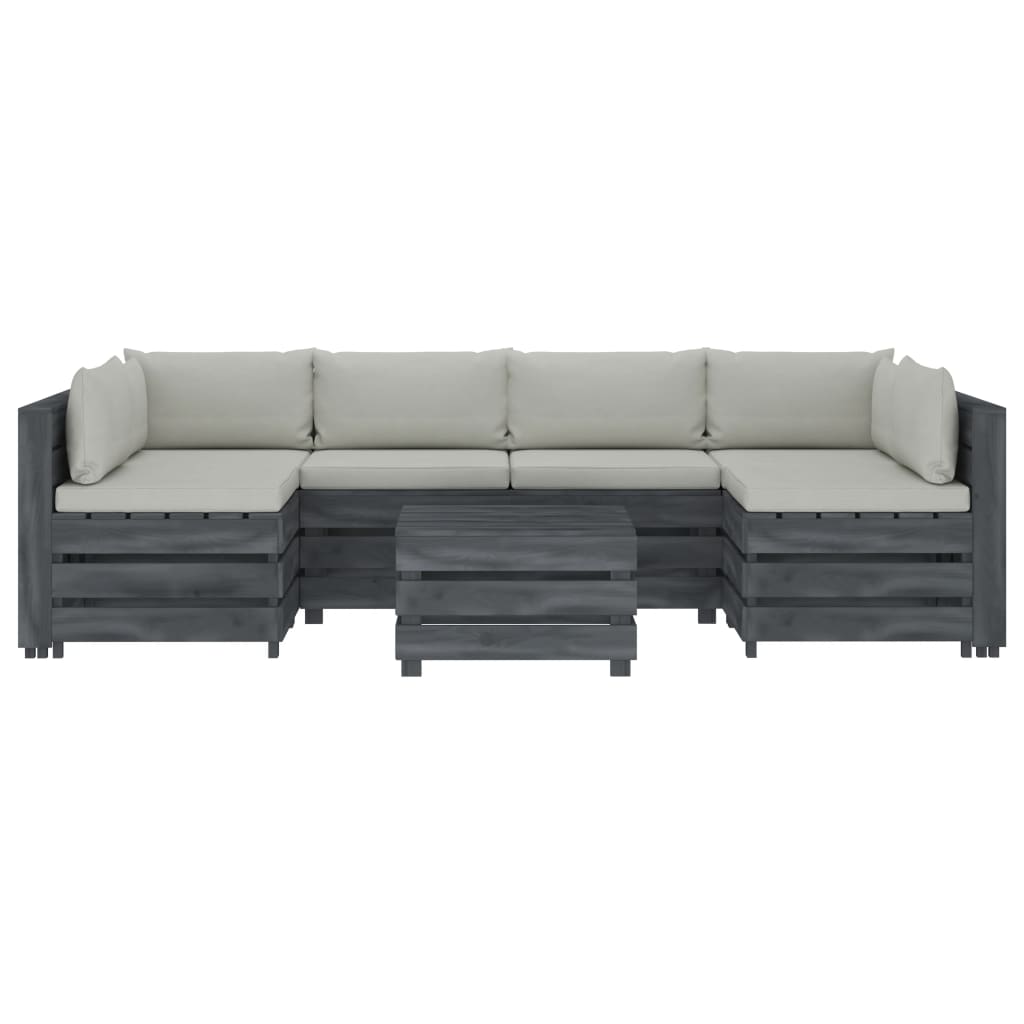 

vidaXL 7-delige Loungeset met beige kussens pallet hout