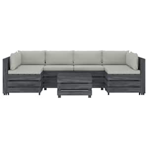 vidaXL Poilsio komplektas i&scaron; palečių su pagalvėmis, 7 dalių, mediena