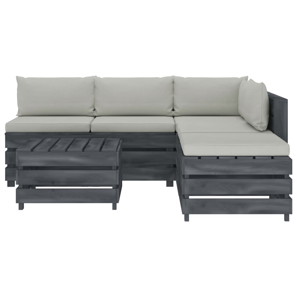 

vidaXL 6-delige Loungeset met beige kussens pallet hout