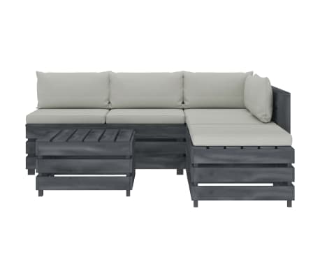 vidaXL Poilsio komplektas i&scaron; palečių su pagalvėmis, 6 dalių, mediena