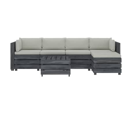 vidaXL Poilsio komplektas i&scaron; palečių su pagalvėmis, 6 dalių, mediena