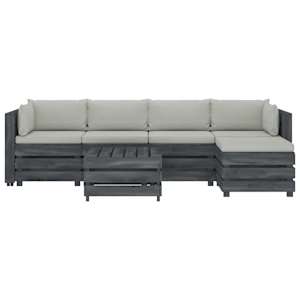 vidaXL Poilsio komplektas i&scaron; palečių su pagalvėmis, 6 dalių, mediena