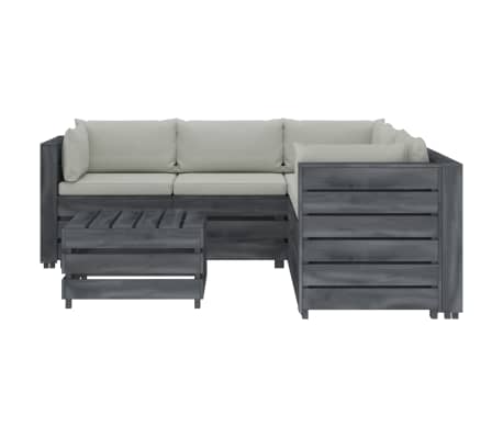 vidaXL Poilsio komplektas i&scaron; palečių su pagalvėmis, 6 dalių, mediena