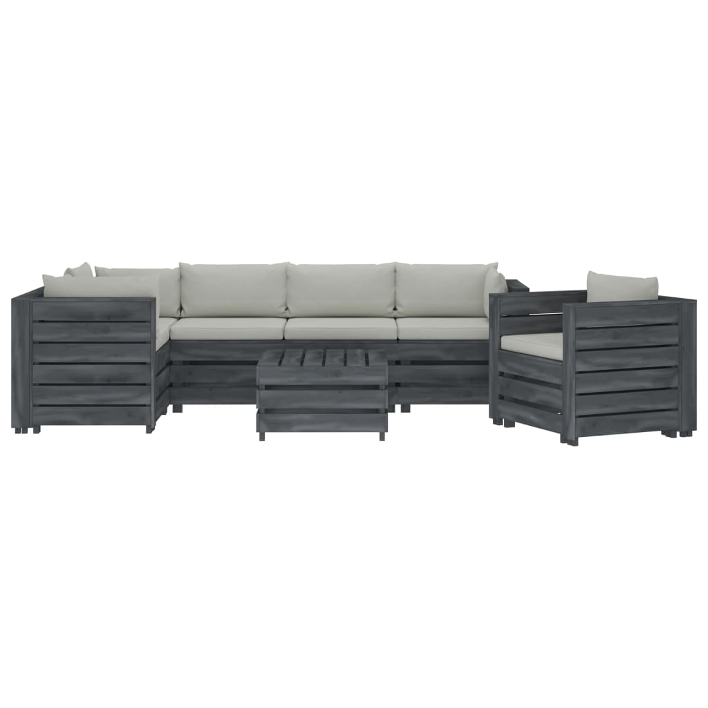 

vidaXL 7-delige Loungeset met beigekleurige kussens pallet hout