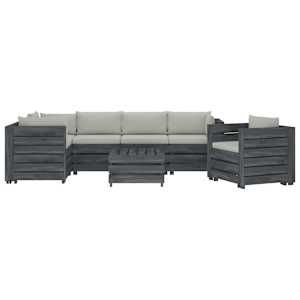 vidaXL Poilsio komplektas i&scaron; palečių su pagalvėmis, 7 dalių, mediena