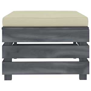 vidaXL Sodo otomanė i&scaron; paletės su kremine pagalvėle, mediena