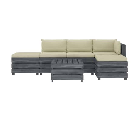 vidaXL Poilsio komplektas i&scaron; palečių su pagalvėmis, 6 dalių, mediena