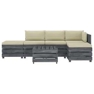 vidaXL Poilsio komplektas i&scaron; palečių su pagalvėmis, 6 dalių, mediena