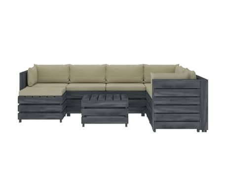 vidaXL Poilsio komplektas i&scaron; palečių su pagalvėmis, 8 dalių, mediena