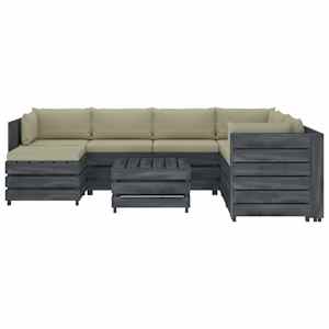 vidaXL Poilsio komplektas i&scaron; palečių su pagalvėmis, 8 dalių, mediena