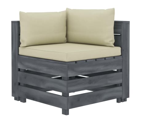 vidaXL Poilsio komplektas i&scaron; palečių su pagalvėmis, 5 dalių, mediena