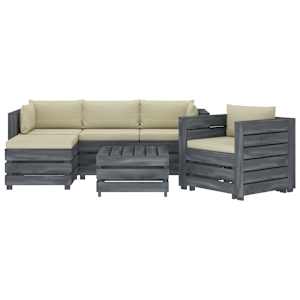 vidaXL Poilsio komplektas i&scaron; palečių su pagalvėmis, 6 dalių, mediena