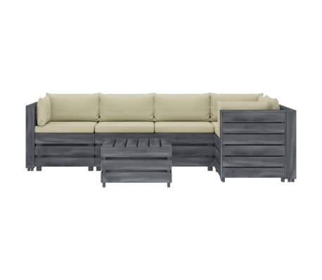 vidaXL Poilsio komplektas i&scaron; palečių su pagalvėmis, 6 dalių, mediena