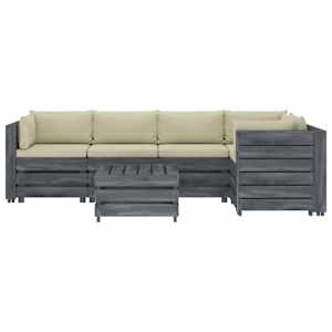 vidaXL Poilsio komplektas i&scaron; palečių su pagalvėmis, 6 dalių, mediena