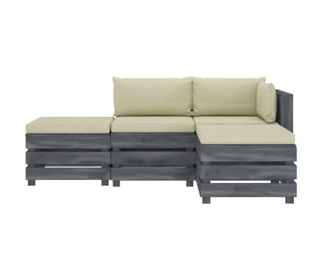 vidaXL Poilsio komplektas i&scaron; palečių su pagalvėmis, 4 dalių, mediena