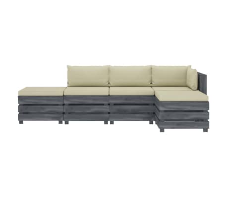 vidaXL Poilsio komplektas i&scaron; palečių su pagalvėmis, 5 dalių, mediena