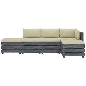 vidaXL Poilsio komplektas i&scaron; palečių su pagalvėmis, 5 dalių, mediena