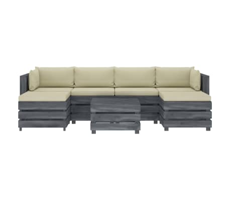 vidaXL Poilsio komplektas i&scaron; palečių su pagalvėmis, 7 dalių, mediena