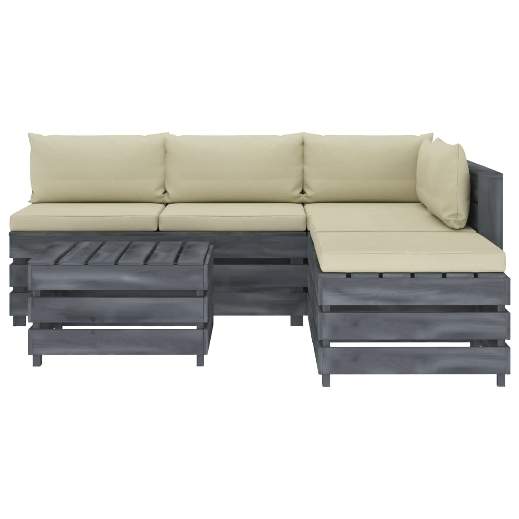 

vidaXL 6-delige Loungeset met crèmekleurige kussens pallet hout