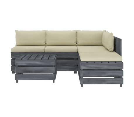 vidaXL Poilsio komplektas i&scaron; palečių su pagalvėmis, 6 dalių, mediena