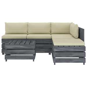 vidaXL Poilsio komplektas i&scaron; palečių su pagalvėmis, 6 dalių, mediena