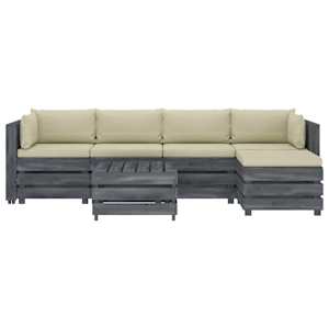 vidaXL Poilsio komplektas i&scaron; palečių su pagalvėmis, 6 dalių, mediena