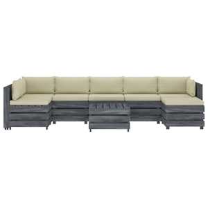 vidaXL Poilsio komplektas i&scaron; palečių su pagalvėmis, 8 dalių, mediena