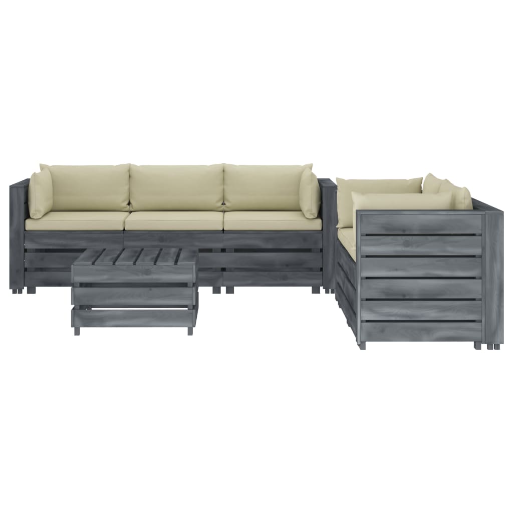 

vidaXL 6-delige Loungeset met crèmekleurige kussens pallet hout