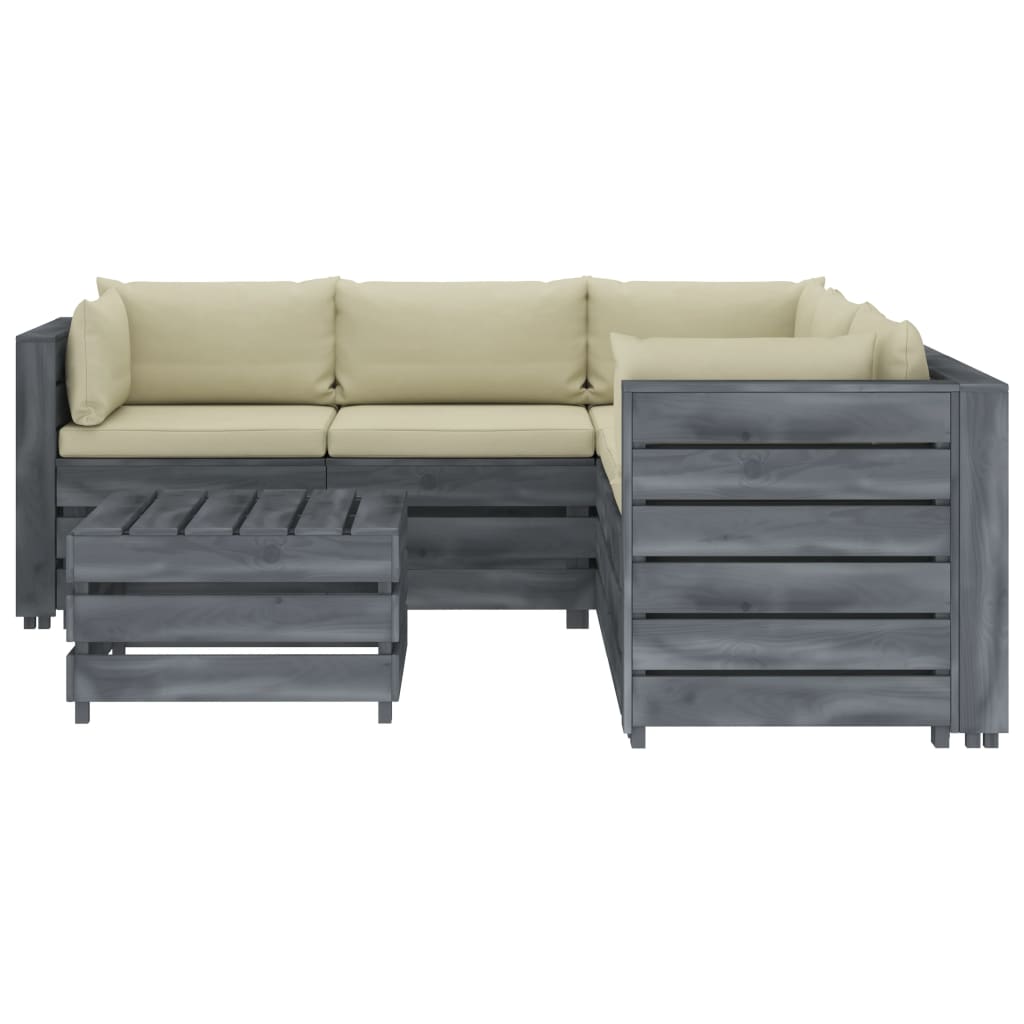 

vidaXL 6-delige Loungeset met crèmekleurige kussens pallet hout