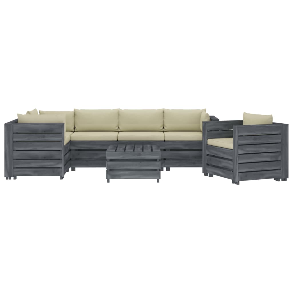 

vidaXL 7-delige Loungeset met crèmekleurige kussens pallet hout