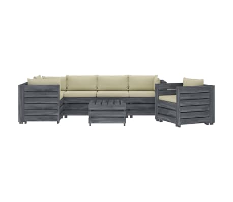 vidaXL Poilsio komplektas i&scaron; palečių su pagalvėmis, 7 dalių, mediena