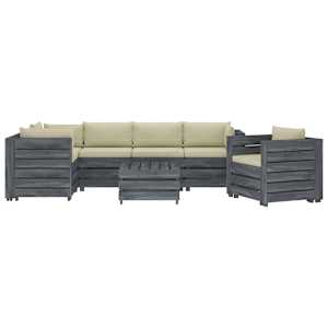 vidaXL Poilsio komplektas i&scaron; palečių su pagalvėmis, 7 dalių, mediena