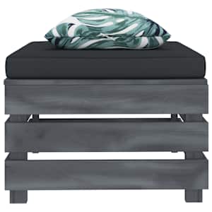 vidaXL Sodo otomanė i&scaron; paletės su gelėta pagalvėle, mediena