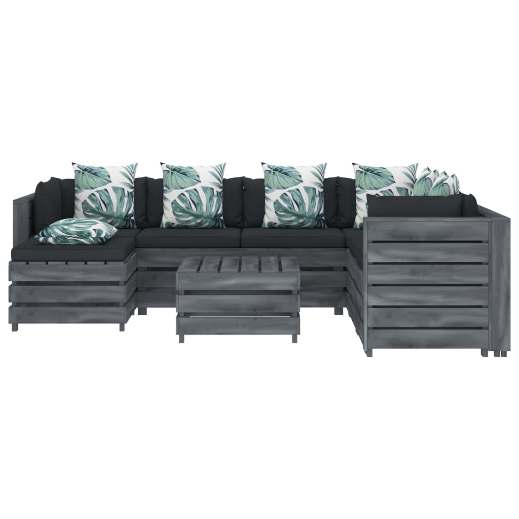 

vidaXL 8-delige Loungeset met bloemenkussens pallet hout