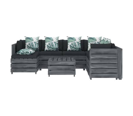 vidaXL Poilsio komplektas i&scaron; palečių su pagalvėmis, 8 dalių, mediena