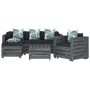 vidaXL Poilsio komplektas i&scaron; palečių su pagalvėmis, 6 dalių, mediena