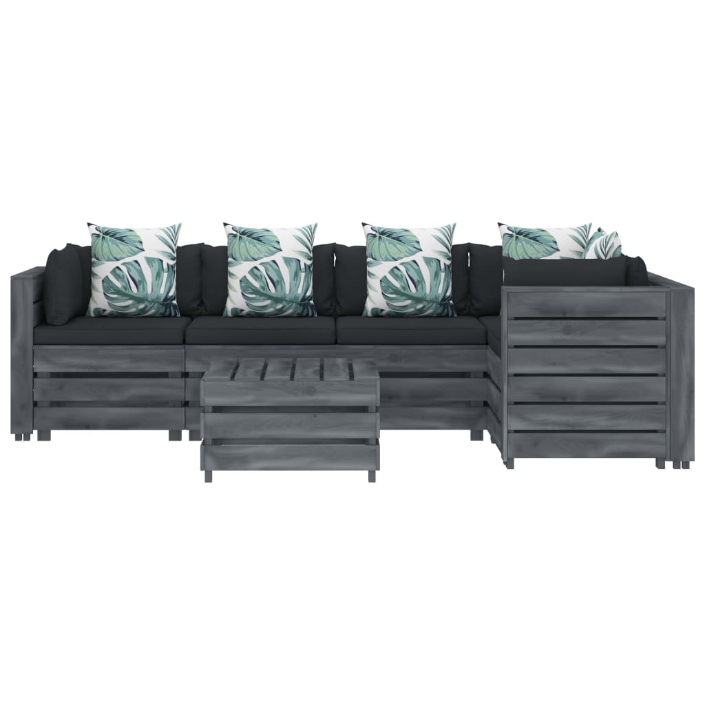

vidaXL 6-delige Loungeset met bloemenkussens pallet hout