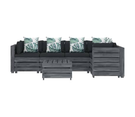 vidaXL Poilsio komplektas i&scaron; palečių su pagalvėmis, 6 dalių, mediena