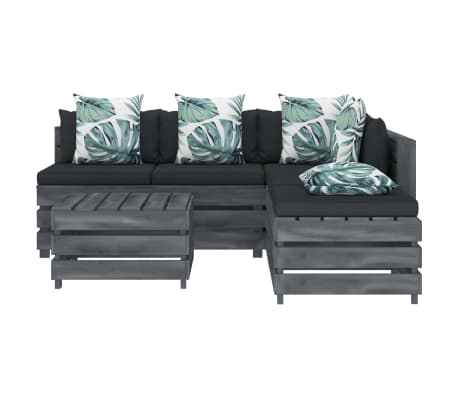 vidaXL Poilsio komplektas i&scaron; palečių su pagalvėmis, 6 dalių, mediena