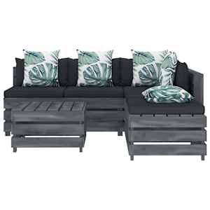 vidaXL Poilsio komplektas i&scaron; palečių su pagalvėmis, 6 dalių, mediena