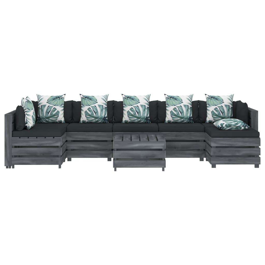 

vidaXL 8-delige Loungeset met bloemenkussens pallet hout